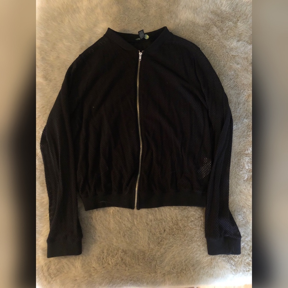 Plus size netted bomber jacket